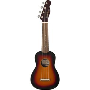 Fender California Coast Venice Ukulele Soprano, Sunburst a 2 Colori, Tastiera in Noce, Manico Slim C, Ponte Senza Nodi, Paletta Tele a 4-in-Linea