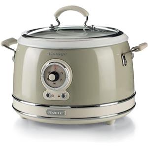 Ariete 2904 Rice Cooker + Slow Cooker - Cuociriso Elettrico con bowl in ceramica - Sushi fatto in casa - Multicooker - Linea Vintage - 3,5 L - 700 W - Beige