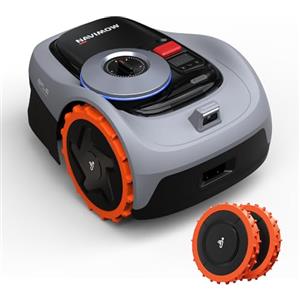 Navimow i105E - Kit con Ruote Fuoristrada, Robot Tagliaerba Senza Filo Perimetrale, RTK+Vision con Pianificazione Percorso, Auto-Mappatura, Evita Ostacoli Automaticamente