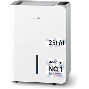 AEOCKY Deumidificatore Casa Muffa, AEOCKY Max 25L/24h, Adatto Fino a 200m³(50㎡), Deumidificatore Intelligente a Compressore con Tubo di Scarico, ideale per bagno, camera da letto, cantina