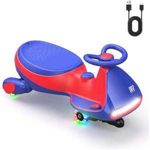 FanttikRide N7 Pro 12V Macchina Elettrica per Bambini 2 in 1 con Sterzo 360° - Auto Elettrica con Ricarica Type-C, 2 Velocità, Luci LED, Bluetooth e Antiribaltamento, Giocattolo 3-8 Anni, Rosso e Blu.