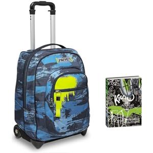 Seven Trolley Seven, Wet color boy, Blu, 2 in 1, Cross-Over System, Scuola & Viaggio + Seven Diario Scuola Standard 12 Mesi, Nero, Ragazzo