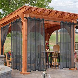 HolidayIdeas Outdoor Sheer Curtains for Patio Waterproof, 4 Panels - 54 x 84 Inch - Grey Light Filtering Voile Outside Curtains Grommet Drapes for Front Porch, Gazebo, Pergola, Backyard