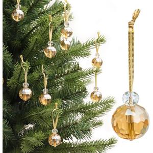 LÈFERS 12 palline di Natale in cristallo da 2,2 cm, mini prisma da 2,2 cm, decorazioni per albero di Natale, ornamenti da appendere per Natale, matrimoni, feste, decorazioni per la casa (oro)