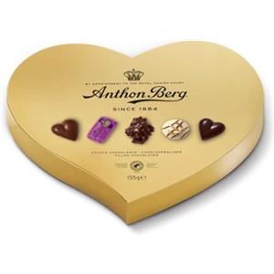 Anthon Berg - Cioccolatini Assortiti, Confezione Regalo Elegante a Cuore, Originali dalla Danimarca, 155 Grammi