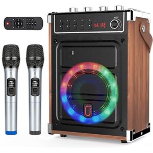 JYX Sistema PA Audio con 2 Microfoni, Cassa Karaoke Professionale Ricaricabile Bluetooth Altoparlante Amplificato Portatile Impianto Karaoke Supporto TWS, AUX in, radio FM, REC,TF