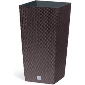 IMJ-Global Vaso Fioriera per piante Fiori DRTS H37,6 Simil Rattan da interno esterno Quadrato Alto Marrone 11,4 Litri 20x20x37,6 cm design Moderno in plastica da balcone