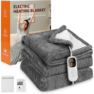 Charmofun Coperta Termica Elettrica, 130X180CM Termocoperta Matrimoniale con Spegnimento Automatico, 8 Temperature, Timer 12H, Riscaldamento Rapido, Lavabile, Plaid Elettrico Per Divano, Letto