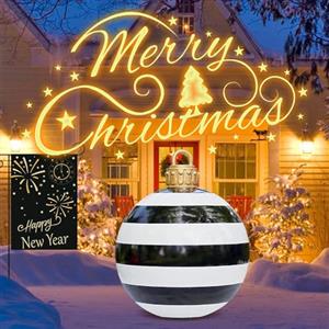 Rakuker Palla Gonfiabile Gigante, 60CM Palle Gonfiabili di Ornamenti di Natale, Christmas Balls in PVC, Palline di Natale Grandi per Natale Interno Esterno Casa Giardino Prato Cortile Portico