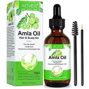 Zoxpm Amla Olio per Capelli, 60ML Amla Oil Dona Radici Rinforzate e Capelli Forti, 100% Naturale e Vegano per Perdita Dei Capelli, Cuoio Capelluto Sano