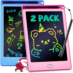 POPERFUN Tavoletta Grafica Bambini LCD 2 Pezzi 8,5 Pollici, Lavagna per Bambini di 3 4 5 6 7 8 anni, Lavagnetta Cancellabile Giocattoli Educativi da Viaggio, Regalo Natale Compleanni Rosa Blu