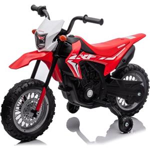 Mondial Toys Moto Elettrica per bambini 12V Super Cross Honda CRF250L con licenza ufficiale Moto da Cross con Rotelle Luci e Suoni integrati (Rosso)