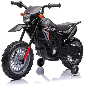 Mondial Toys Moto Elettrica per bambini 12V Super Cross Honda CRF250L con licenza ufficiale Moto da Cross con Rotelle Luci e Suoni integrati (Nero)