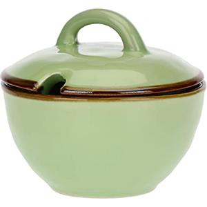 ROSE & TULIPANI Zuccheriera Concerto in Gres Verde - 250 cc, Ø 11 cm, Lavabile in Lavastoviglie e Microonde