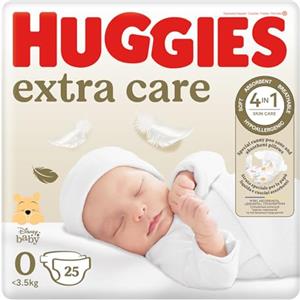 Huggies Pannolini Extra Care Bebè, Taglia 0 (<3,5 Kg), Confezione da 25 Pannolini