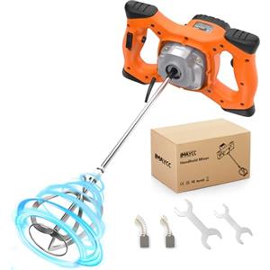 IMAYCC 2100W Betoniera Elettrica per Trapano, Miscelatore per Malta Portatile, Agitatore M14 Regolabile, per Miscelazione di Vernice, Liquame di Cemento, Calcestruzzo, Malta, Foraggio (Arancione)