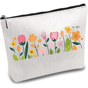 CREATCABIN Organizer Cosmetici Floreali Borsa in Tela Cerniera Astuccio da Viaggio Articoli da Toilett Astuccio Studenti Borsa Raccolta Strumenti Trucco da Donna Viaggi Lavoro Campeggio 18x25cm