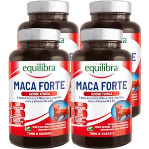Equilibra Maca Forte 500mg Integratore Alimentare Azione Tonica per Stanchezza Fisica e Mentale con L-Arginina Zinco Vitamine B6 e B12-360 compresse
