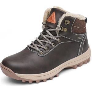 Mishansha Scarpe Uomo Invernali Stivali da Neve Donna Stivaletti Invernali Impermeabili Scarponcini con pelo Caldo Stivali Neve Scarpe Trekking Marrone, Gr.48