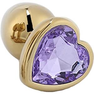 QIJIHE Golden Butt Plug con cristallo a forma di cuore Bump, Anal Plug Set (Small-28mm, Mid-34mm, Large-40mm) Buttplug Metal Anali Plug Giocattoli del sesso per le donne Uomini (lavanda, S)