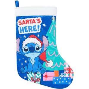 Disney Stitch Calze di Babbo Natale, Calza della Befana, Decorazione per Albero di Natale, Ornamento per Camino, Caramelle e Sacchetto Regalo, 42 x 32 CM