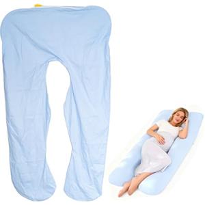 VOSSOT Federa per cuscino per gravidanza, a forma di U, comoda e multifunzionale, ideale per il futuro sonno della mamma, 150 x 80 cm blu