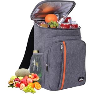 DAOXU 23L Zaino termico frigo, borsa frigo termica Porta Pranzo Zaino frigo termico portatile,mantiene il cibo caldo o freddo, adatto per campeggio, spiaggia, picnic, barbecue, eventi (Grigio)