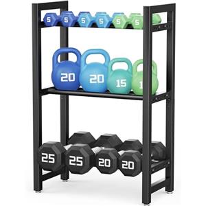 Josmimic Rastrelliera Manubri a 3 Livelli, Supporto Manubri e Pesi in Acciaio, Rack Porta Pesi Palestra Casa, Organizzatore Attrezzatura, Capacità 100 kg