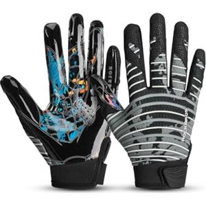 ROCKBROS Guanti da Calcio per Bambini e Ragazzi, Guanti da Portiere per Ricevitore Antiscivolo e Traspirante, per Rugby Baseball Football Americano, per Sport con la Palla e all'Aperto, Grigio, M