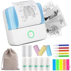HUIJUTCHEN Mini Stampante Fotografica, Portatile Stampante Termica Wireless Bluetooth Piccola Stampante Istantanea Stampa di Ricevute con Ricarica USB con iOS/Android per Note/Diario/Elenco (Blu)