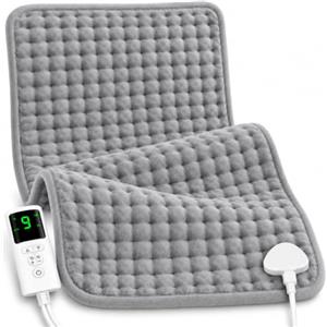 UOHHBOE Termoforo Elettrico 75W 60x30cm per Schiena e Cervicale | Lavabile in Lavatrice, 9 Livelli di Calore, 4 Timer, Spegnimento Automatico, per Spalle, Addome e Dolori Muscolari