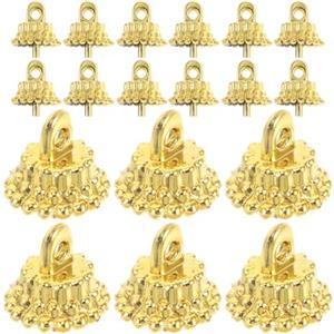 VALICLUD Set da 100 Tappi per Ornamenti di Natale in Plastica Dorata Accessori per Tappi Rotondi Fai da Te Attacchi per Decorazioni a Palline di Schiuma per Feste e Ambienti Interni