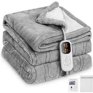 Charmofun Coperta Termica Elettrica, 130X180CM Termocoperta Matrimoniale con Spegnimento Automatico, 8 Temperature, Timer 12H, Riscaldamento Rapido, Lavabile, Plaid Elettrico Per Divano, Letto