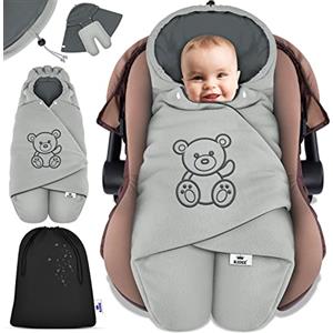 Kidiz® Coperta avvolgente per neonato per ovetto, invernale e autunnale, coperta per neonato con tasca, sacco universale per i piedi compatibile con Maxi-Cosi, Römer, buggy, carrozzina e seggiolino