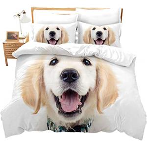 Loussiesd Golden Retriever Set copripiumino per letto singolo, matrimoniale, king size e super king size 3D a tema animali domestici, con copriletto, copriletto in microfibra, Microfibra, Motivo 3,