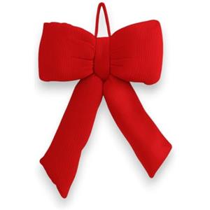 Generico Fiocco Decorativo in Velluto Rosso Imbottito Effetto Bombato, 25×34 cm Fiocco Natalizio Morbido con Laccetto per Appensione, Ideale per Decorazioni Porta, Albero di Natale, Vetrine e Confezioni Regalo