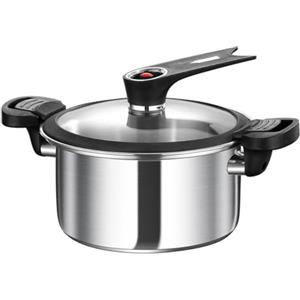 Hasaller Pentola a pressione in acciaio inox da 3,5 l, pentola a cottura lenta, con coperchio in vetro, per cottura a vapore e cottura lenta, sicura per uso a fiamma libera, facile da pulire, piccolo Va