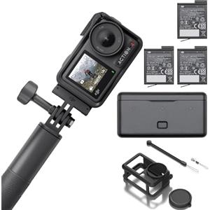 DJI Osmo Action 4 Combo Adventure Bundle - Action cam impermeabile 4K/120fps, sensore da 1/1.3 pollici, 10 bit e D-Log M, FOV di 155º ultra ampio, fino a 7,5 ore con 3 batterie extra per i vlog