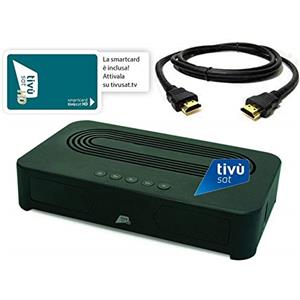 ANFEL Decoder Digitale HD Tivùsat Certificato con Tessera, Ricevitore Satellitare Abilitato a Zona DAZN, HEVC DVB-S2 con HDMI Dolby, TVSat, Media Player, Uscita SCART, Cavo HDMI Incluso