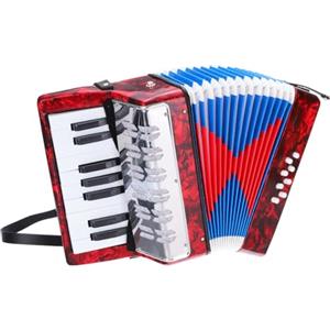 sourcing map Fisarmonica, 17 tasti, 8 tasti basso, mini strumento musicale leggero per adulti principianti educativo, rosso