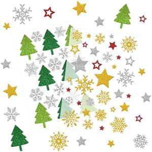 BOYATONG 10 fogli di adesivi di Natale, con stelle dorate, fiocchi di neve, autoadesivi, per donne, bambini, calendario dell'Avvento