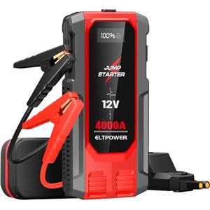 Forrader ELTPOWER Avviatore di Emergenza per Auto 4000A UltraSafe Avviatore di Emergenza Pacco Batteria 12V Caricabatterie per Auto Portatile Jump Box con Torcia 3 Modalità Cavi Jumper USB Power Bank Doppia