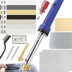 Dahudtin 100W 2 in 1 Saldatore per Plastica, Saldatrice con 7 Tipi e 56 Bacchette, per Riparazioni con 2 Punte di Saldatura in Plastica e 2 di Saldatore a Stagno