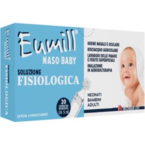 Eumill Naso Baby - Soluzione Fisiologica Sterile in 20 Contenitori Monodose da 5ml, Senza Conservanti