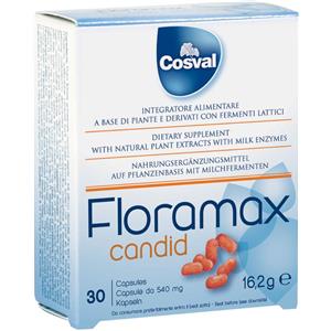 Cosval FLORAMAX CANDID - Integratore Alimentare con Piante e Fermenti Lattici per Drenaggio e Vie Urinarie - 30 Capsule
