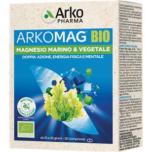 Arkomag Bio - Integratore Alimentare di Magnesio Marino e Vegetale, 30 Compresse per Stanchezza e Nervosismo