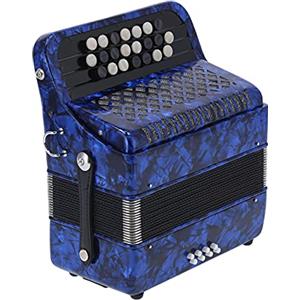 SEAFRONT Fisarmonica Diatonica Professionale a 22 Tasti con Custodia Blu Scuro