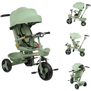 OHMG Triciclo evolutivo per bambini pieghevole con sedile girevole a 360° bicicletta 2 anni,Passeggino,Scorrevoli giocattolo,1-5 anni o 25 kg,Cappuccio estensibile e maniglia genitoriale