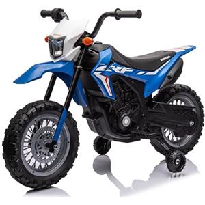Mondial Toys Moto Elettrica per bambini 12V Super Cross Honda CRF250L con licenza ufficiale Moto da Cross con Rotelle Luci e Suoni integrati (Blu)