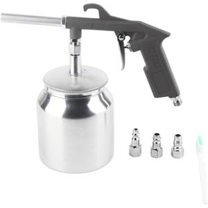 flexman Pistola sabbiatrice ad aria PS~6R, kit sabbiatrice con recipiente in alluminio 750 cc materiali base acqua solventi oleosi, kit set strumenti pistola spruzzo levigare superfici sabbiate